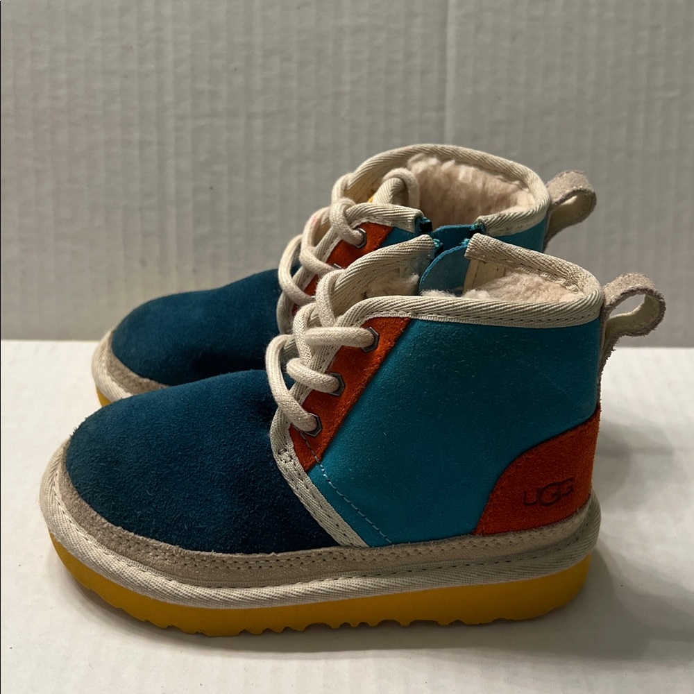 UGG Kids' Teal and Orange Boots Size 9